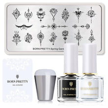 Load image into Gallery viewer, BORN PRTTY 5Pcs Nail Art Kit  with Stamping Plates Stamper Scraper White Black Nail Printing Varnish - winsomesboutique
