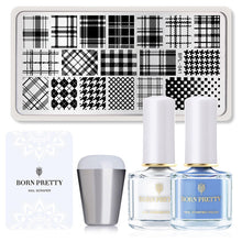 Load image into Gallery viewer, BORN PRTTY 5Pcs Nail Art Kit  with Stamping Plates Stamper Scraper White Black Nail Printing Varnish - winsomesboutique
