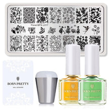 Load image into Gallery viewer, BORN PRTTY 5Pcs Nail Art Kit  with Stamping Plates Stamper Scraper White Black Nail Printing Varnish - winsomesboutique
