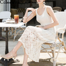 Load image into Gallery viewer, Summer Women  Knitting V-Neck Lace Long Dress - winsomesboutique
