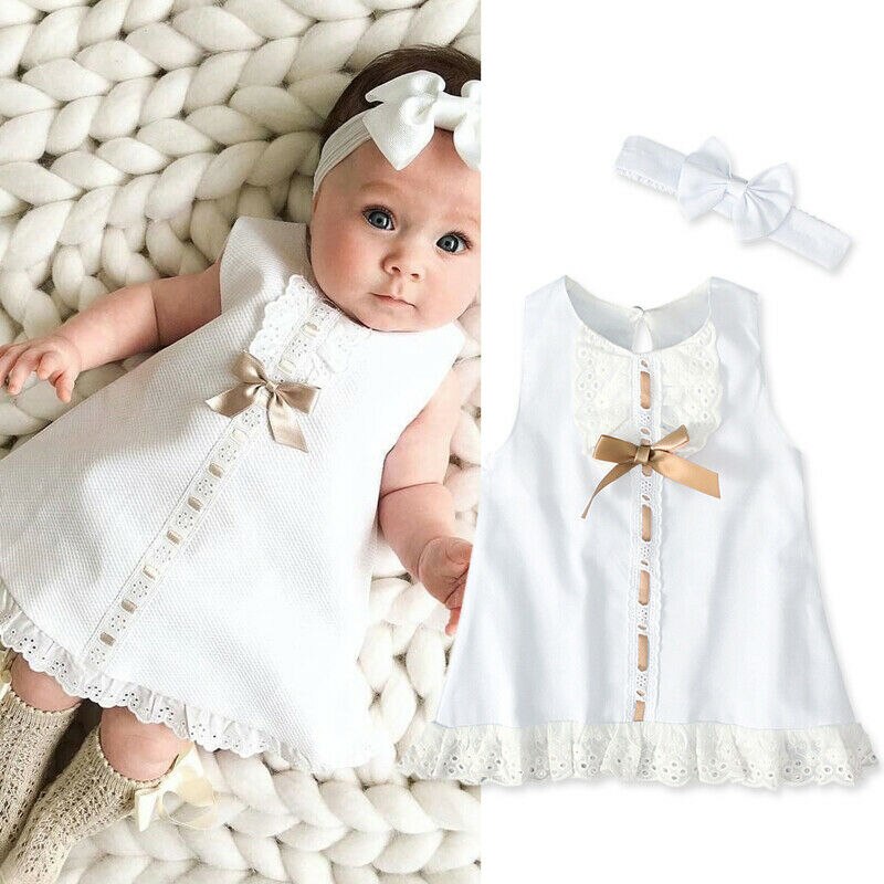 Infant Baby Girl White Lace Sleeveless Romper Dress - winsomesboutique