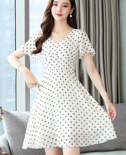 Slim Wave Chiffon Waist A-line Women Dress - winsomesboutique