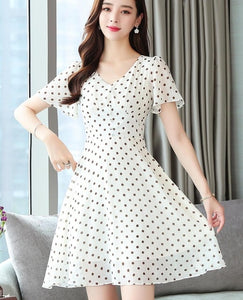 Slim Wave Chiffon Waist A-line Women Dress - winsomesboutique