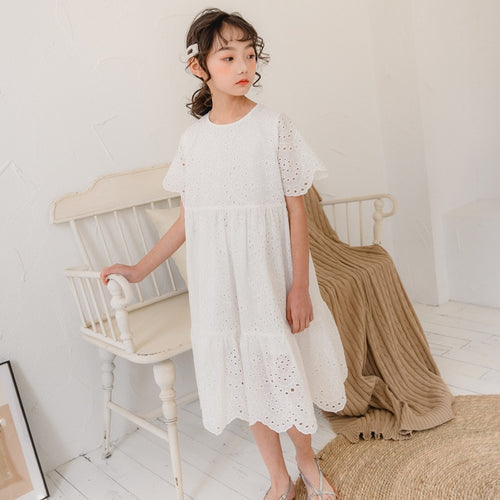 100% Cotton White Lace Dresses for Girls - winsomesboutique