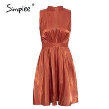 Load image into Gallery viewer, Simplee Elegant Solid Brick Red Sleeveless Casual Women Dress - winsomesboutique
