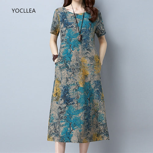 Cotton Linen Summer Loose Plus size Casual Dress - winsomesboutique