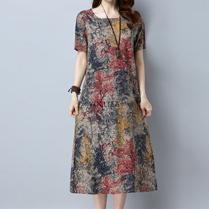 Cotton Linen Summer Loose Plus size Casual Dress - winsomesboutique