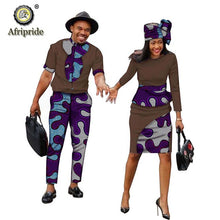 Load image into Gallery viewer, Women Dresses + Men Clothing Set Dashiki Shirts Ankara Casual Wear - winsomesboutique
