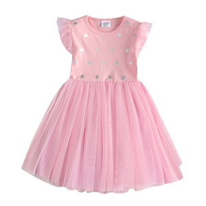 DXTON Flying Sleeve Kids Unicorn Party Dresses Children Clothing 3-8Y - winsomesboutique