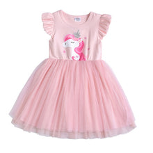 Load image into Gallery viewer, DXTON Flying Sleeve Kids Unicorn Party Dresses Children Clothing 3-8Y - winsomesboutique
