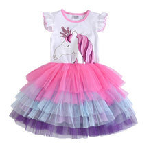 Load image into Gallery viewer, DXTON Flying Sleeve Kids Unicorn Party Dresses Children Clothing 3-8Y - winsomesboutique
