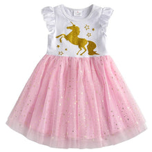 Load image into Gallery viewer, DXTON Flying Sleeve Kids Unicorn Party Dresses Children Clothing 3-8Y - winsomesboutique
