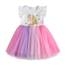 Load image into Gallery viewer, DXTON Flying Sleeve Kids Unicorn Party Dresses Children Clothing 3-8Y - winsomesboutique
