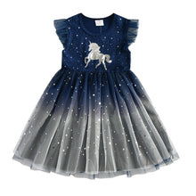 Load image into Gallery viewer, DXTON Flying Sleeve Kids Unicorn Party Dresses Children Clothing 3-8Y - winsomesboutique
