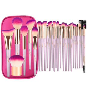 JAF 26pcs Professional Studio Synthetic Quality Gold Makeup Brush Set with Zipper Case Travel Cosmetic Bag - winsomesboutique