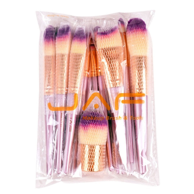 JAF 26pcs Professional Studio Synthetic Quality Gold Makeup Brush Set with Zipper Case Travel Cosmetic Bag - winsomesboutique