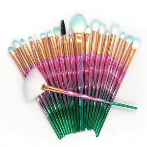 20pcs Diamond Makeup Brush Set Contour Beauty Cosmetic Colorful For Make Up Tool - winsomesboutique