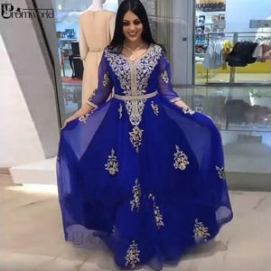 Royal Blue Moroccan Kaftan Evening Dresses - winsomesboutique