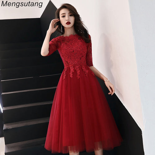 Wine Red Slim A-line Evening Dresses - winsomesboutique
