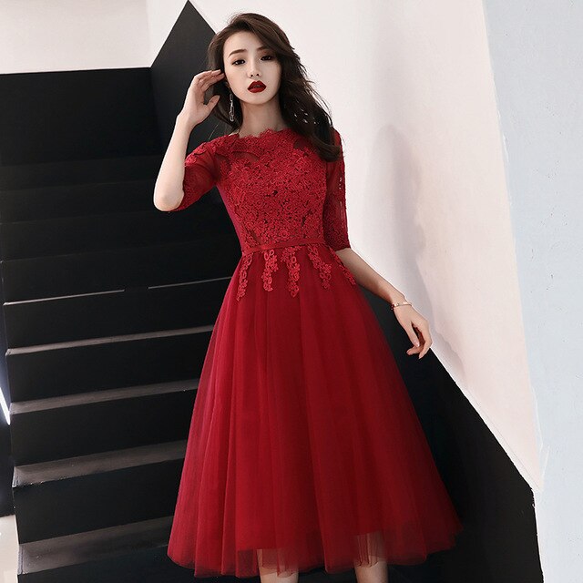 Wine Red Slim A-line Evening Dresses - winsomesboutique