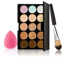 Load image into Gallery viewer, 15 Color Professional Concealer Palette Make up Set brush Sponge Puff Contouring Makeup Kit Cream Based - winsomesboutique
