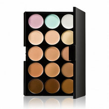 Load image into Gallery viewer, 15 Color Professional Concealer Palette Make up Set brush Sponge Puff Contouring Makeup Kit Cream Based - winsomesboutique
