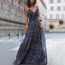 Load image into Gallery viewer, Sexy Leopard V-Neck Sleeveless Chiffon Sling Maxi Dresses - winsomesboutique
