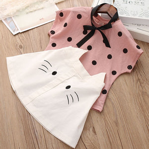 Melario Cotton Summer Vest Two Piece Sleeveless Girls Clothes Suit Casual Dot Outfits - winsomesboutique