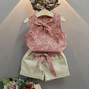 Melario Cotton Summer Vest Two Piece Sleeveless Girls Clothes Suit Casual Dot Outfits - winsomesboutique