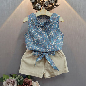 Melario Cotton Summer Vest Two Piece Sleeveless Girls Clothes Suit Casual Dot Outfits - winsomesboutique