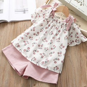 Melario Cotton Summer Vest Two Piece Sleeveless Girls Clothes Suit Casual Dot Outfits - winsomesboutique