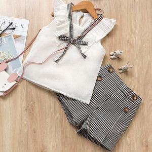 Melario Cotton Summer Vest Two Piece Sleeveless Girls Clothes Suit Casual Dot Outfits - winsomesboutique