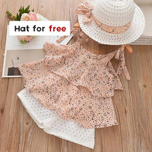 Load image into Gallery viewer, Melario Cotton Summer Vest Two Piece Sleeveless Girls Clothes Suit Casual Dot Outfits - winsomesboutique
