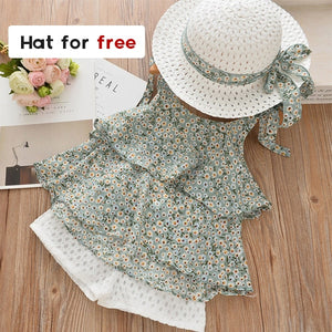 Melario Cotton Summer Vest Two Piece Sleeveless Girls Clothes Suit Casual Dot Outfits - winsomesboutique