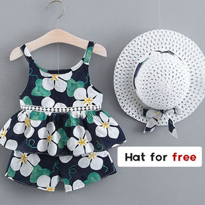 Melario Cotton Summer Vest Two Piece Sleeveless Girls Clothes Suit Casual Dot Outfits - winsomesboutique