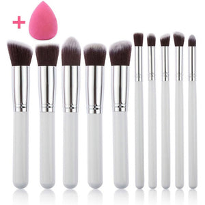 10pcs Professional Powder Foundation Eyeshadow Cosmetics Soft Synthetic Hair Make Up Brushes Set Gift  and Beauty Egg - winsomesboutique