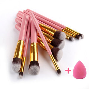 10pcs Professional Powder Foundation Eyeshadow Cosmetics Soft Synthetic Hair Make Up Brushes Set Gift  and Beauty Egg - winsomesboutique