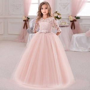 2020 Summer Long Sleeve Children Evening Lace Princess Dress - winsomesboutique