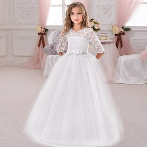 2020 Summer Long Sleeve Children Evening Lace Princess Dress - winsomesboutique