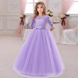 2020 Summer Long Sleeve Children Evening Lace Princess Dress - winsomesboutique