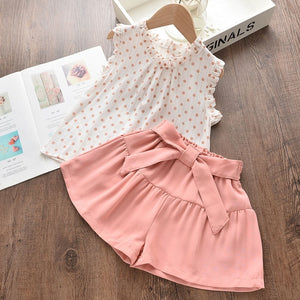 Short Sleeve T-Shirt+Pant Dress 2Pcs Children Clothes Suits - winsomesboutique