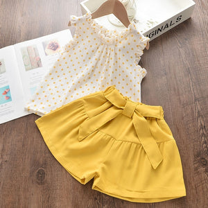 Short Sleeve T-Shirt+Pant Dress 2Pcs Children Clothes Suits - winsomesboutique