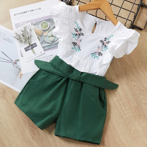 Short Sleeve T-Shirt+Pant Dress 2Pcs Children Clothes Suits - winsomesboutique