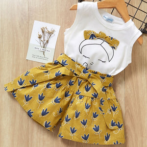 Short Sleeve T-Shirt+Pant Dress 2Pcs Children Clothes Suits - winsomesboutique