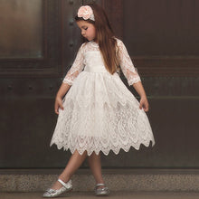 Load image into Gallery viewer, Kids Dresses For Girls Elegant Half-sleeve Lace Party Costume Red Children Prom Frocks 3-8Y - winsomesboutique

