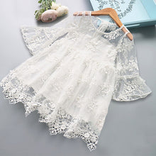 Load image into Gallery viewer, Kids Dresses For Girls Elegant Half-sleeve Lace Party Costume Red Children Prom Frocks 3-8Y - winsomesboutique
