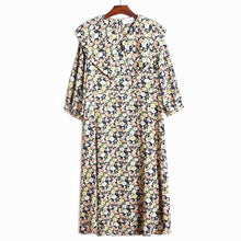 Load image into Gallery viewer, White Pattern Printed Three-quarter Sleeve Loose Fit Midi Dress - winsomesboutique
