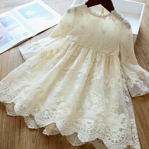 Kids Dresses For Girls Elegant Half-sleeve Lace Party Costume Red Children Prom Frocks 3-8Y - winsomesboutique