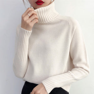 SURMIITRO Cashmere Knitted Turtleneck Long Sleeve Pullover Sweater Female Jumper Green Knitwear