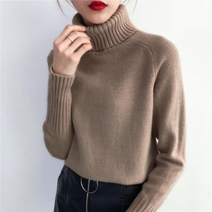 SURMIITRO Cashmere Knitted Turtleneck Long Sleeve Pullover Sweater Female Jumper Green Knitwear